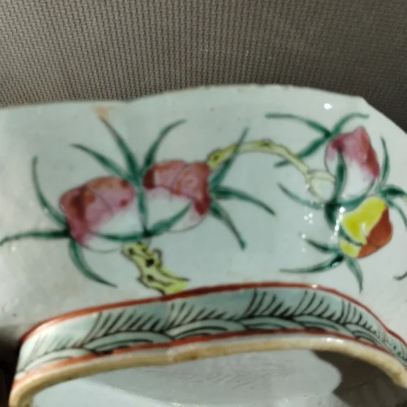 Antique Chinese Hand Painted Famille Rose Porcelain Footed Bowl
